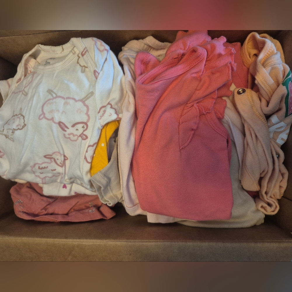 Girls Pink and Cream Baby Clothing Set 03 -6months Mixed Lot